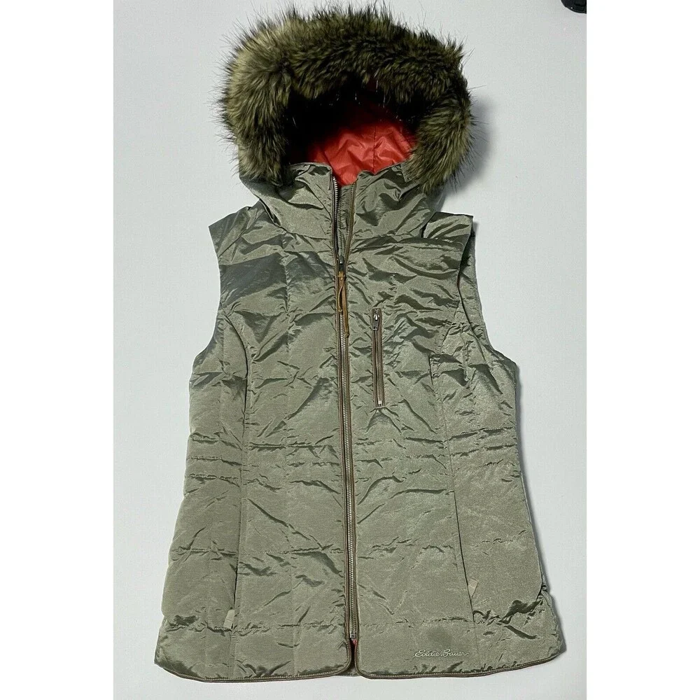 Eddie Bauer Yukon Down Puffer Vest‎ Jacket Taupe Shimmer Size S